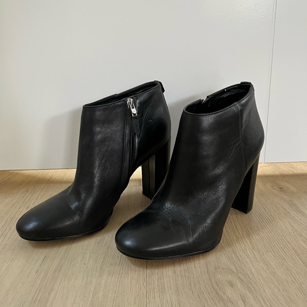 SOLD // Sam Edelman Tall Heel Leather Boot in Black